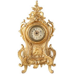 Classical French Louis XIV Style Gilt Boudoir Mantel Clock, 20th Century