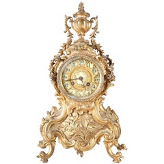 Antique French Rococo Style Gilt Bronze Mantel Clock, Wood Bicknall & Potter
