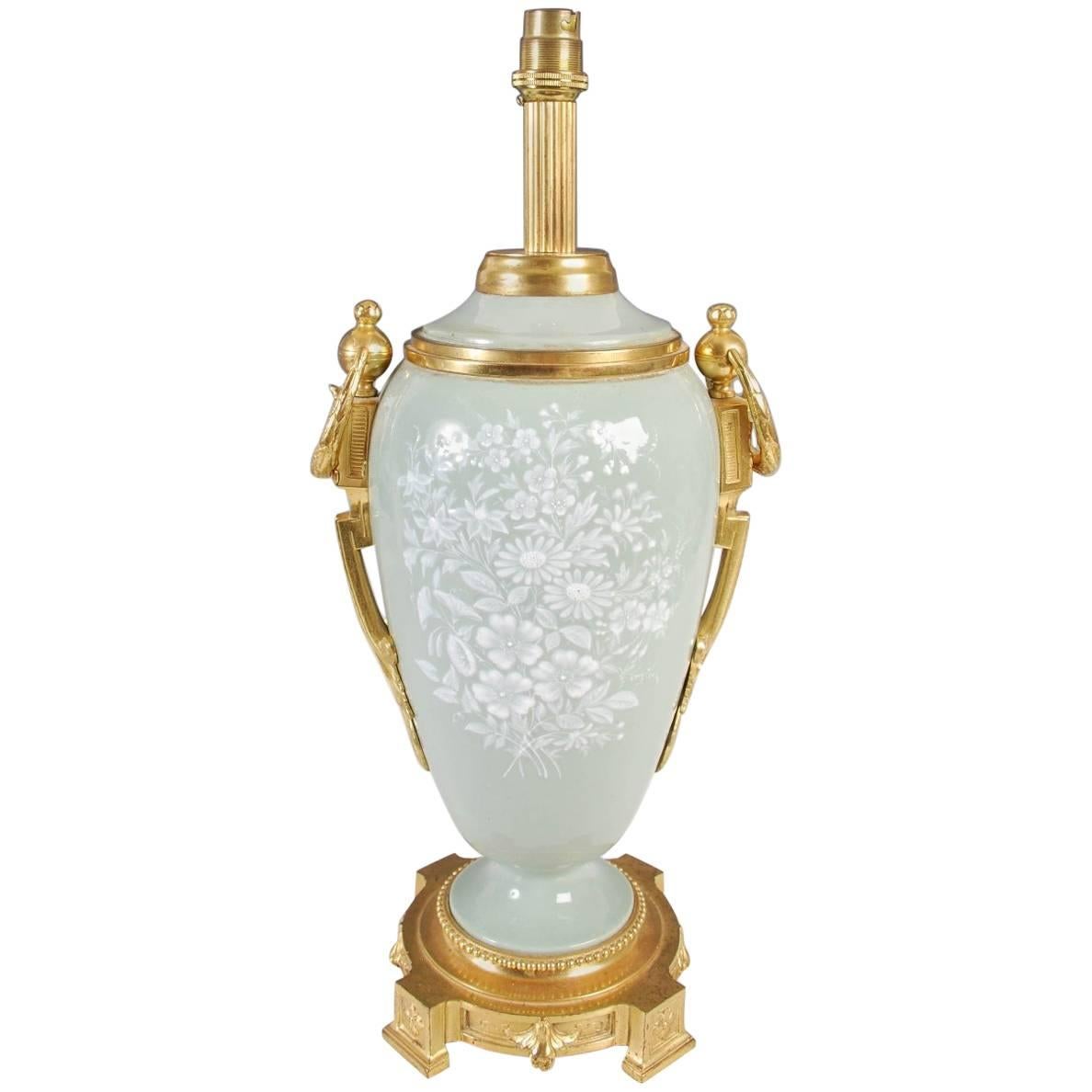 Antique French Ormolu-Mounted Pate-sur-pate Table Lamp, 19th Century