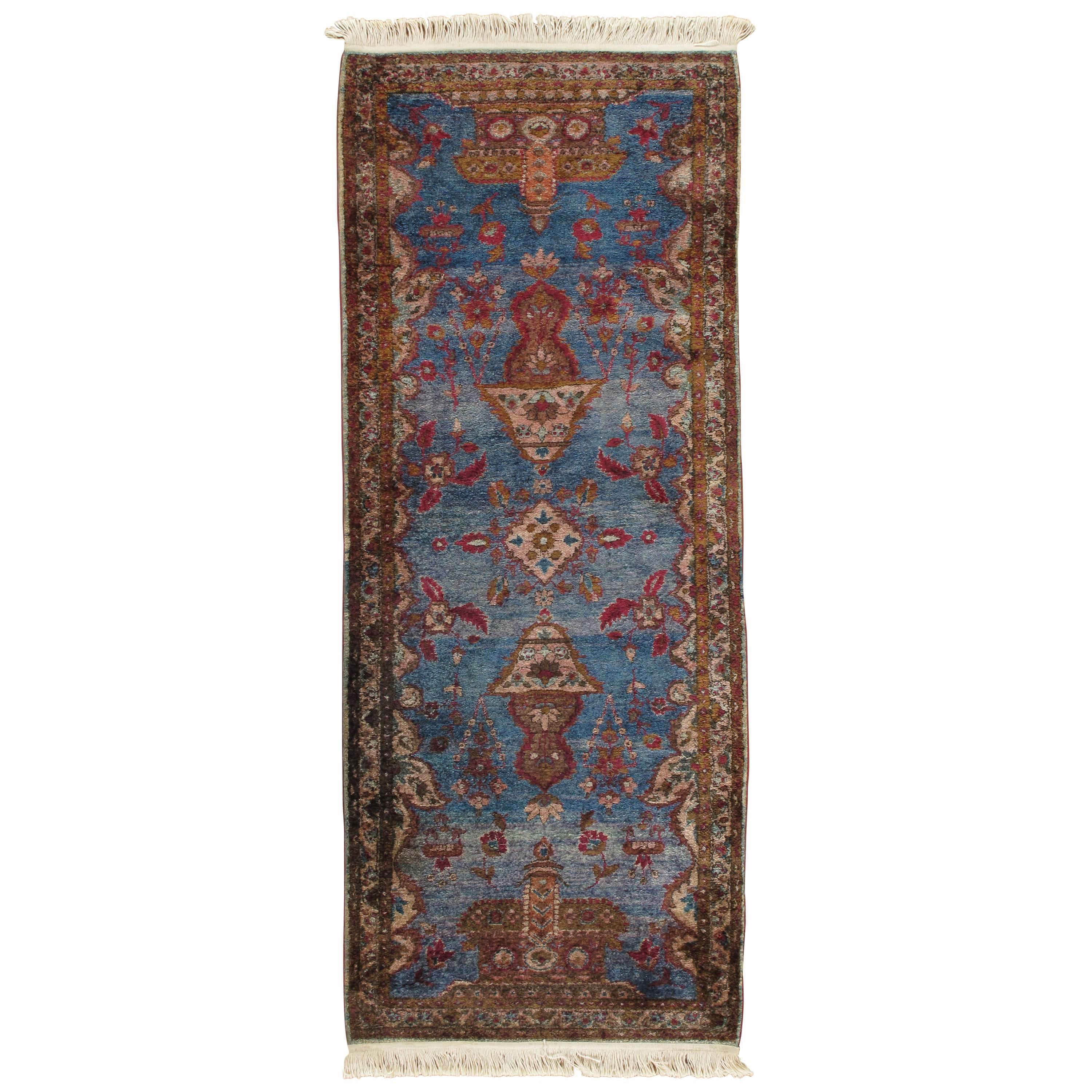 Antique Silk Kashan Rug For Sale