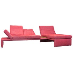 Koinor Raoul Designer Corner Sofa Fabric Red Electrical Function Couch Modern