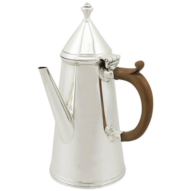 Antique 1910s Sterling Silver Coffee Pot For Sale at 1stdibs