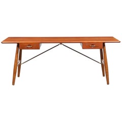 1950s Brown Teak Desk by Hans Wegner for Johannes Hansen