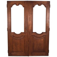 Pair of Antique French Oakwood Doors with Windows