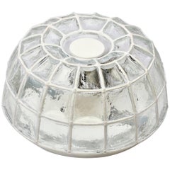 Vintage 1960s White Iron and Glass Honeycomb Domed Wall Light / Lamp by Limburg