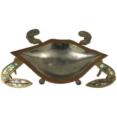 Vintage Mexican Brass and Copper Abalone Crab Dish