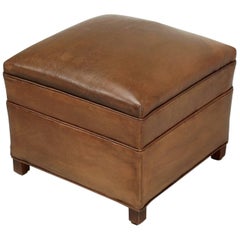 French Leather Club Chair Ottoman