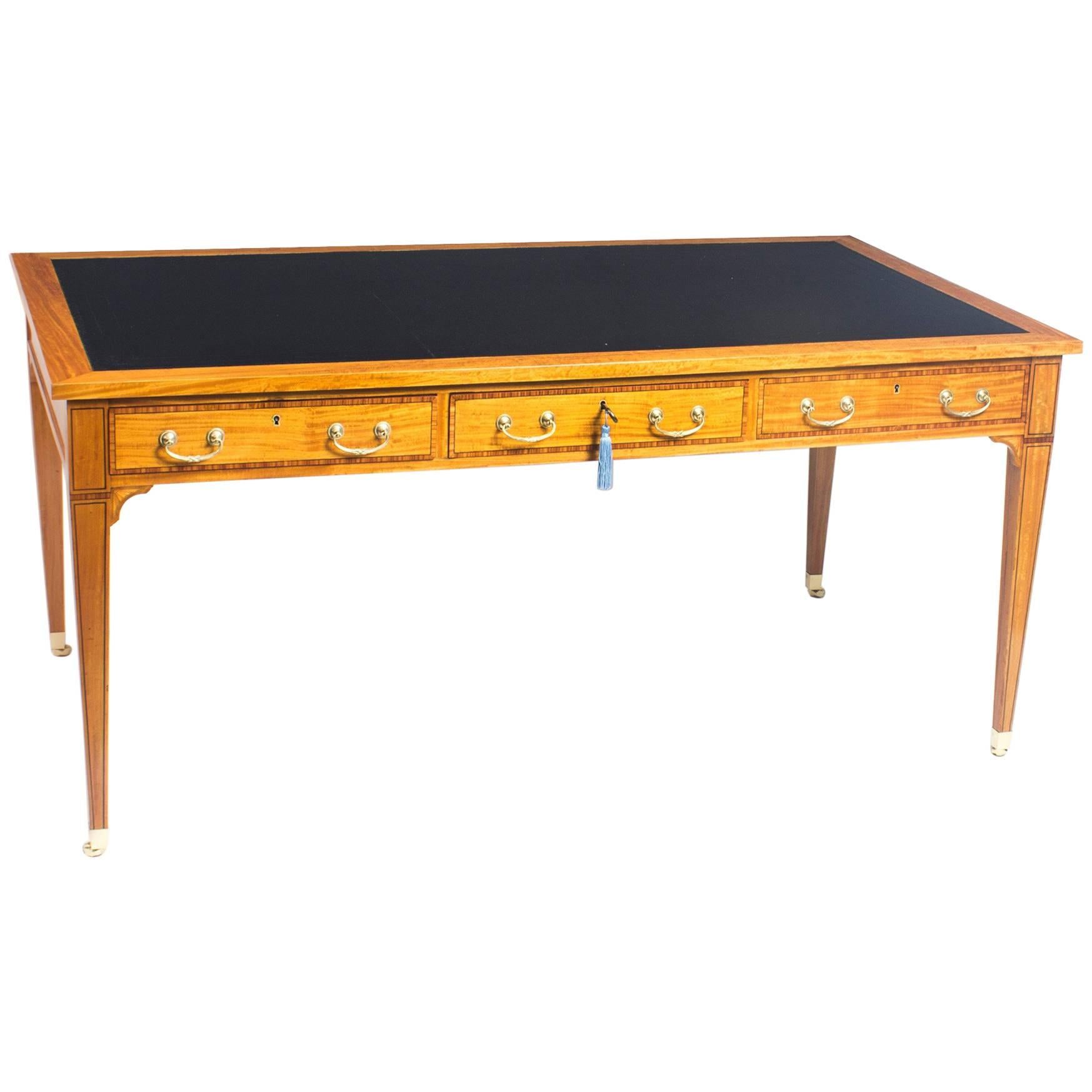 Antique Satinwood Writing Table Desk Maple & Co Paris 19th Century