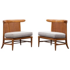 1950s Brown Walnut and Cane Lounge Chairs by Lubberts / Mulder 'f'