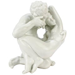 Antique Art Deco Dahl Jensen Erotic Porcelain Nude Man and Woman Paradise Figurine