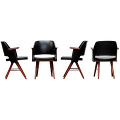 Set of Four Dutch Pastoe Dining Room Armchairs by Cees Braakman, Ft30, 1950