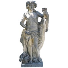 Early 20th Century Italian Bacchus Statue in Hand-Carved Limestone