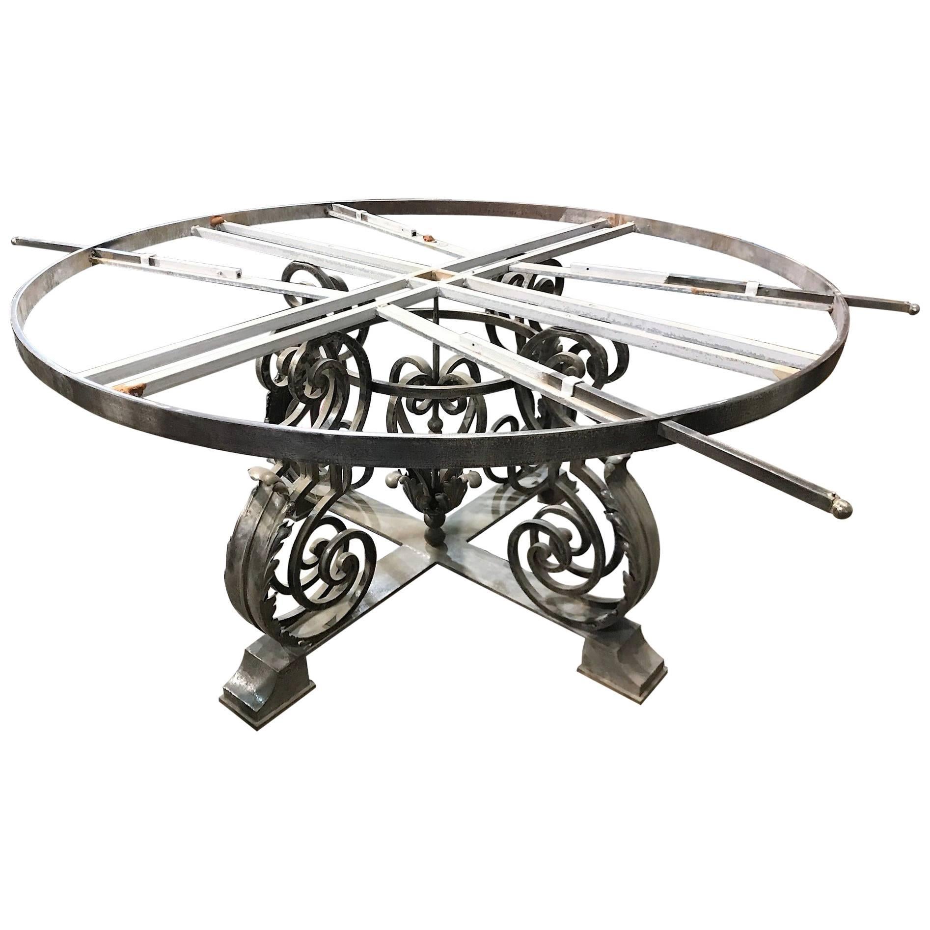 Large Custom Crafted French Design Polished Iron Centre Table