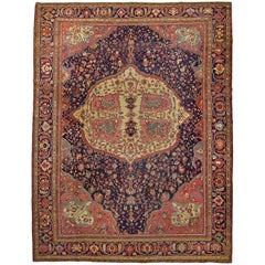 Jewel-Toned Sarouk Fereghan Persian Carpet, 19th Century