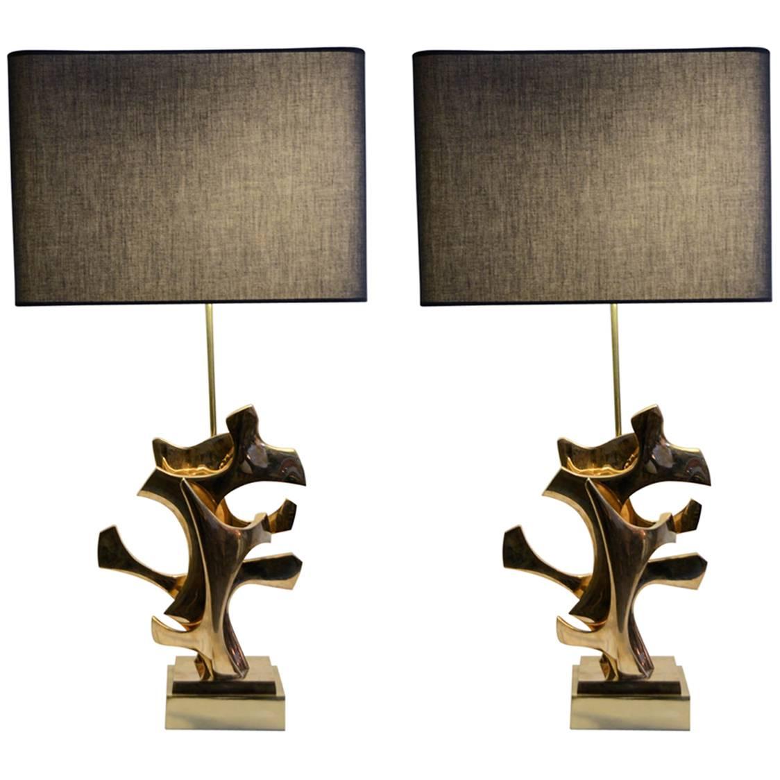 Rare Pair of Lamps by Fred Brouard For Sale