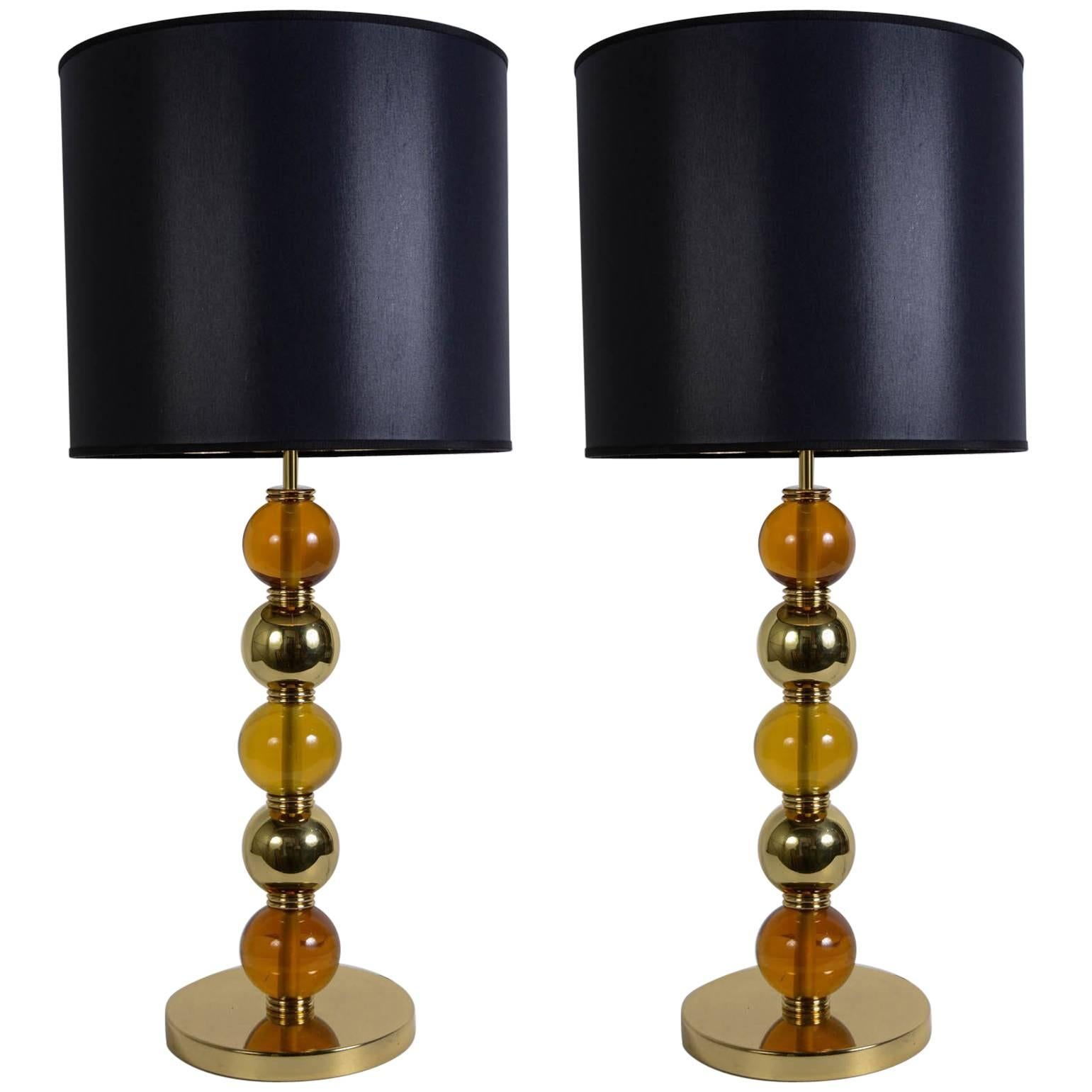 Pair of Murano Glass Lamps in the Style of Seguso