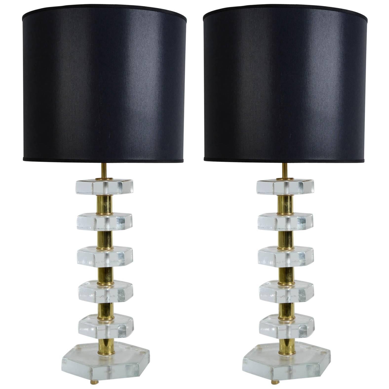 Pair of Lamps in the Style of Jacques Adnet For Sale