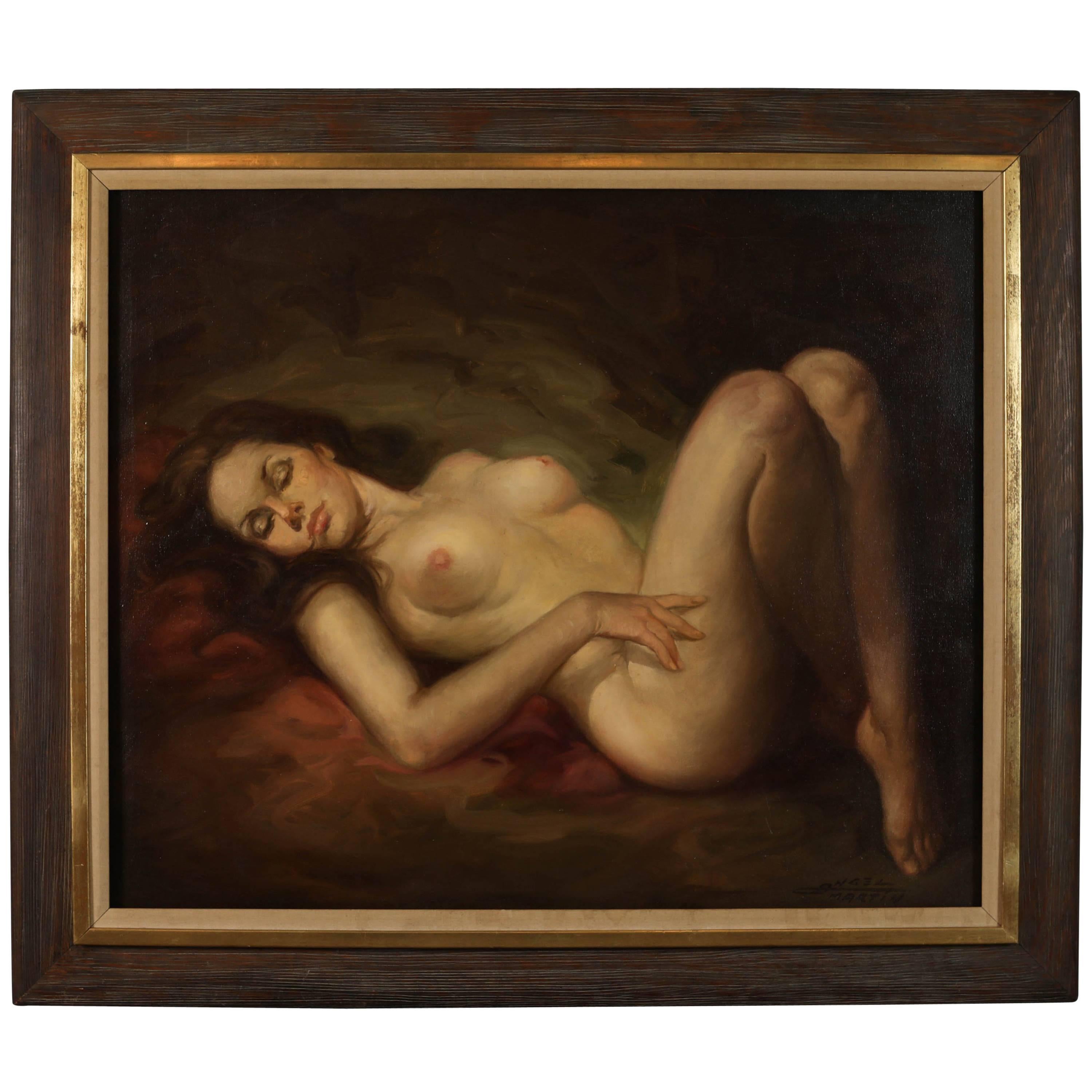 Oil Painting of Female Nude by Angel Martin: "Amanecer (Dawn)" 