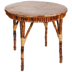 Antique Round Rattan Table