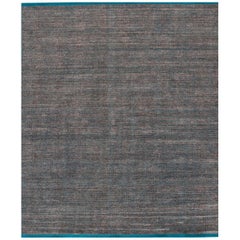 Moderner, handgefertigter Boho-Teppich aus Bambus/Seide von Bodana in Grau/Teal