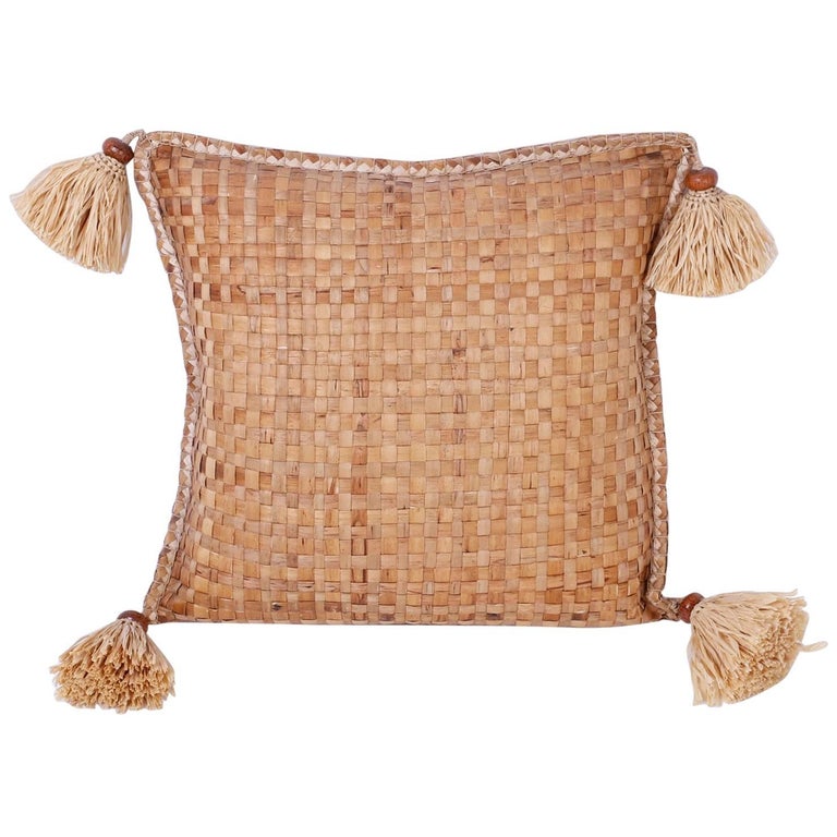 Large Woven Palm Pillow at 1stDibs