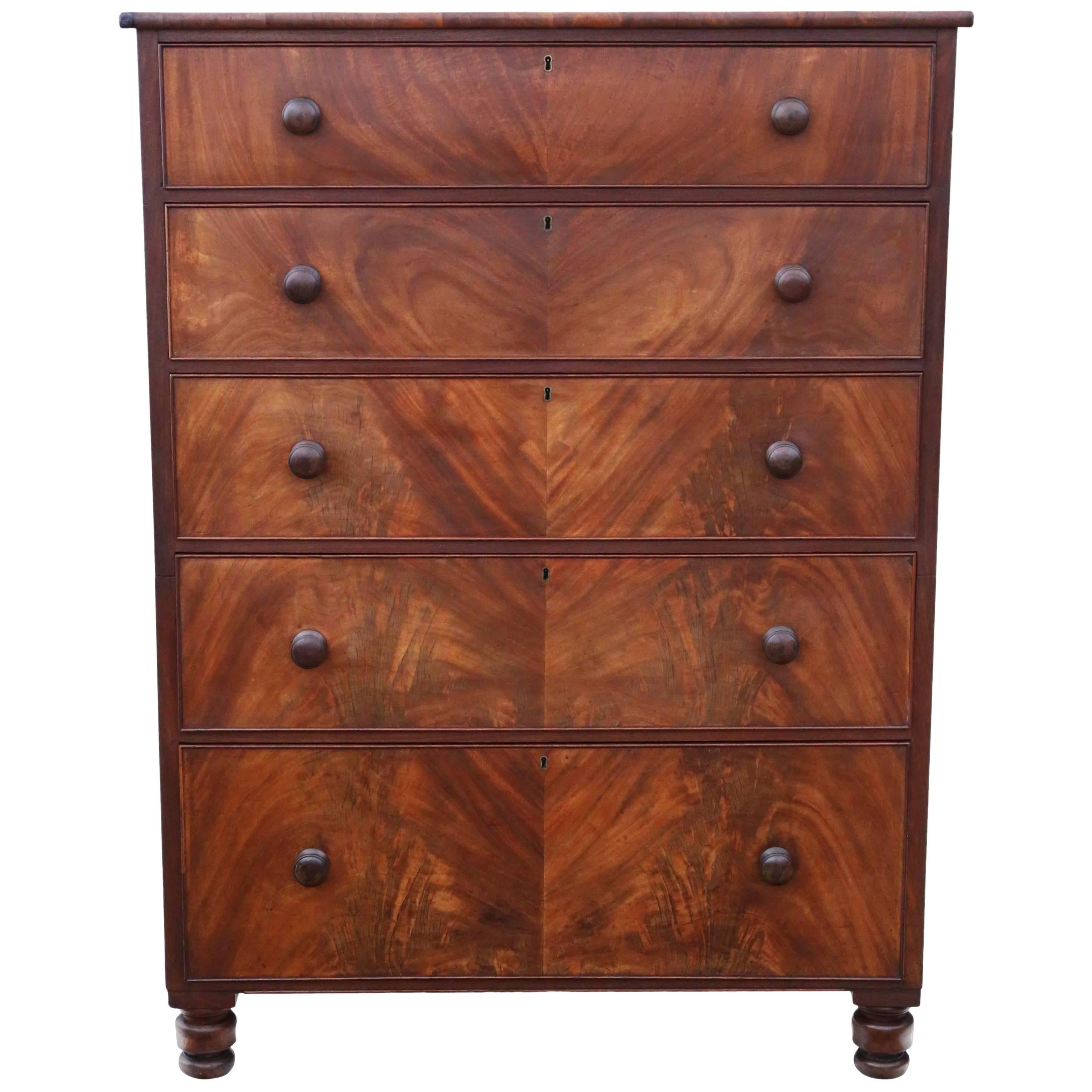Antique Large Quality Regency William IV Mahogany Tallboy Chest of Drawers For Sale