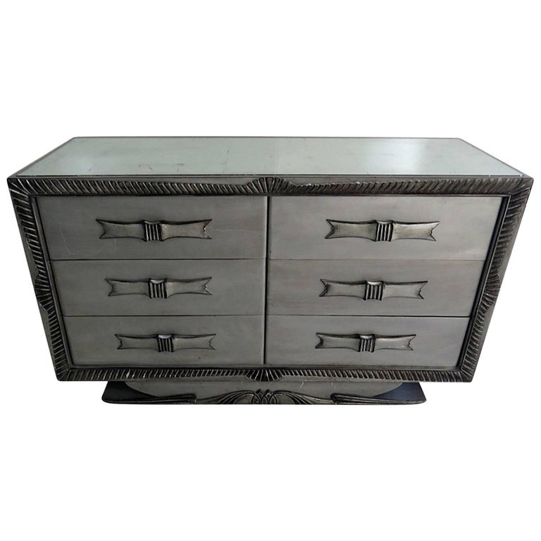 Silver Distressed Mirrored Dresser For Sale At 1stdibs