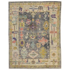 Contemporary Turkish Oushak Rug with Pastel Colors and Tribal Boho Chic Style