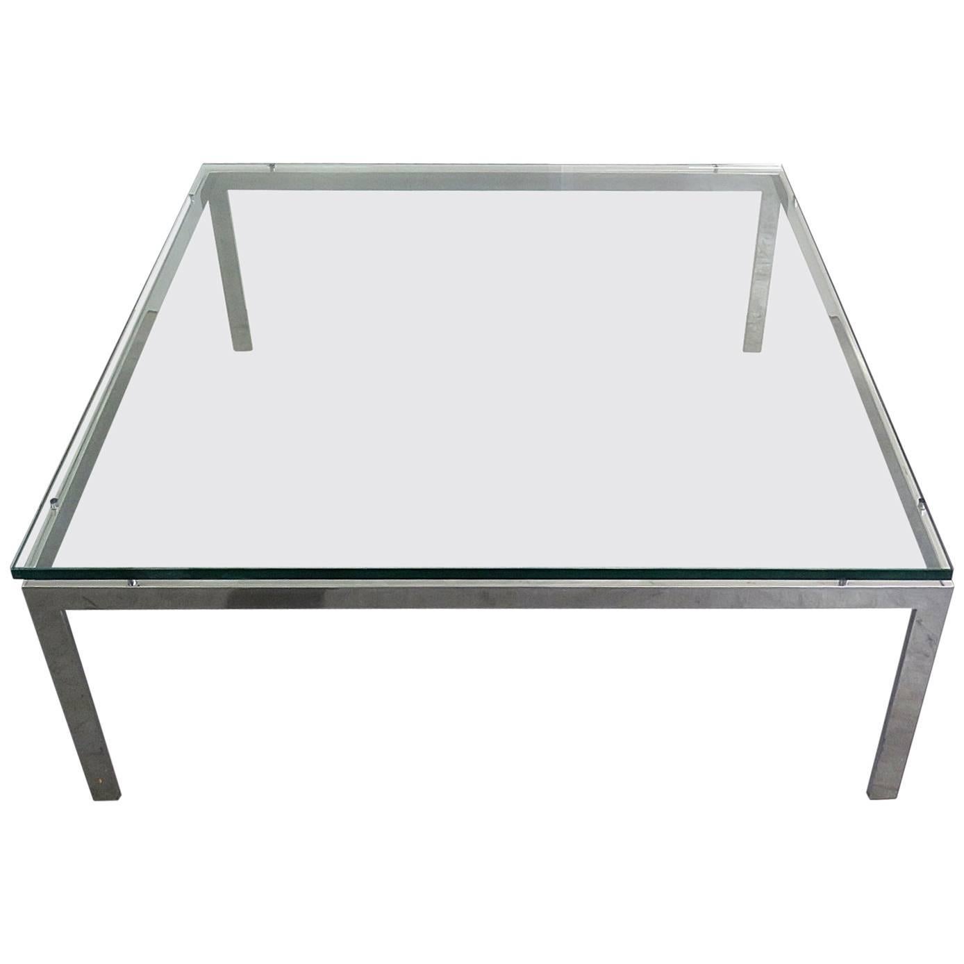 Glass Top Coffee Table Attributed Knoll
