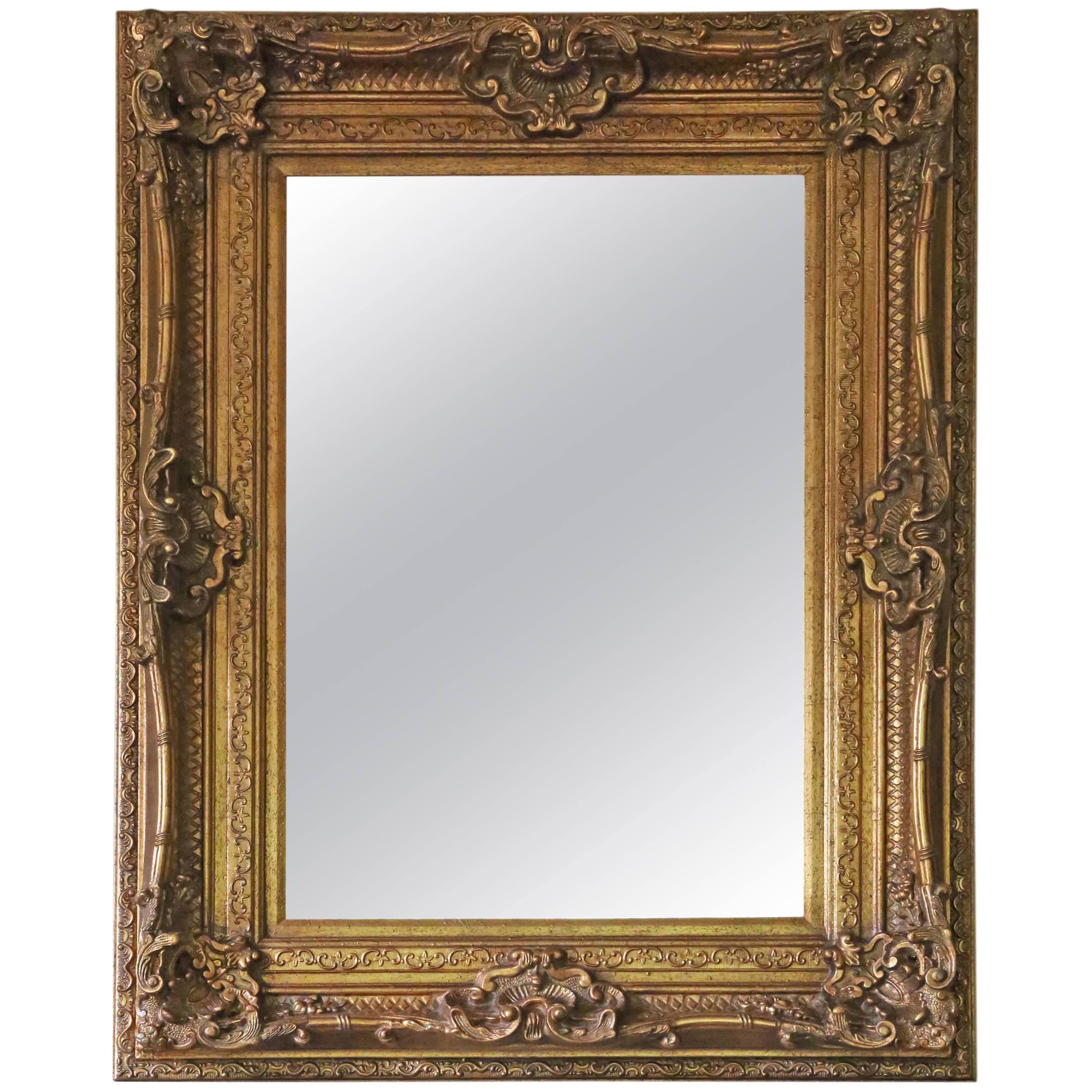 Antique Large Quality Victorian Style Reproduction Gilt Wall Mirror For Sale