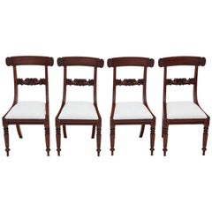 Antique Quality Set of Four William IV Mahogany Bar Back Dining Chairs
