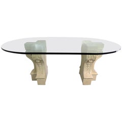 Hollywood Regency Glass Top Dining Table