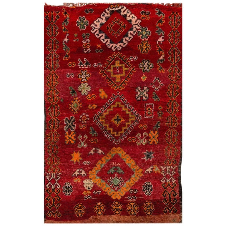 Vintage 1940s Red Orange Moroccan Rug For At 1stdibs Vintage 1940s Red Orange Moroccan Rug For