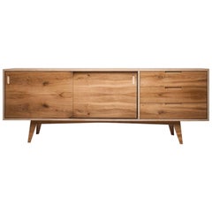 MR Sideboard, Hand veneered plywood sideboard with sliding doors in old oak.