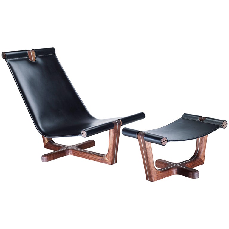Armada Armchair, Relaxing High Back Armchair in Walnut and High Quality Leather at 1stdibs