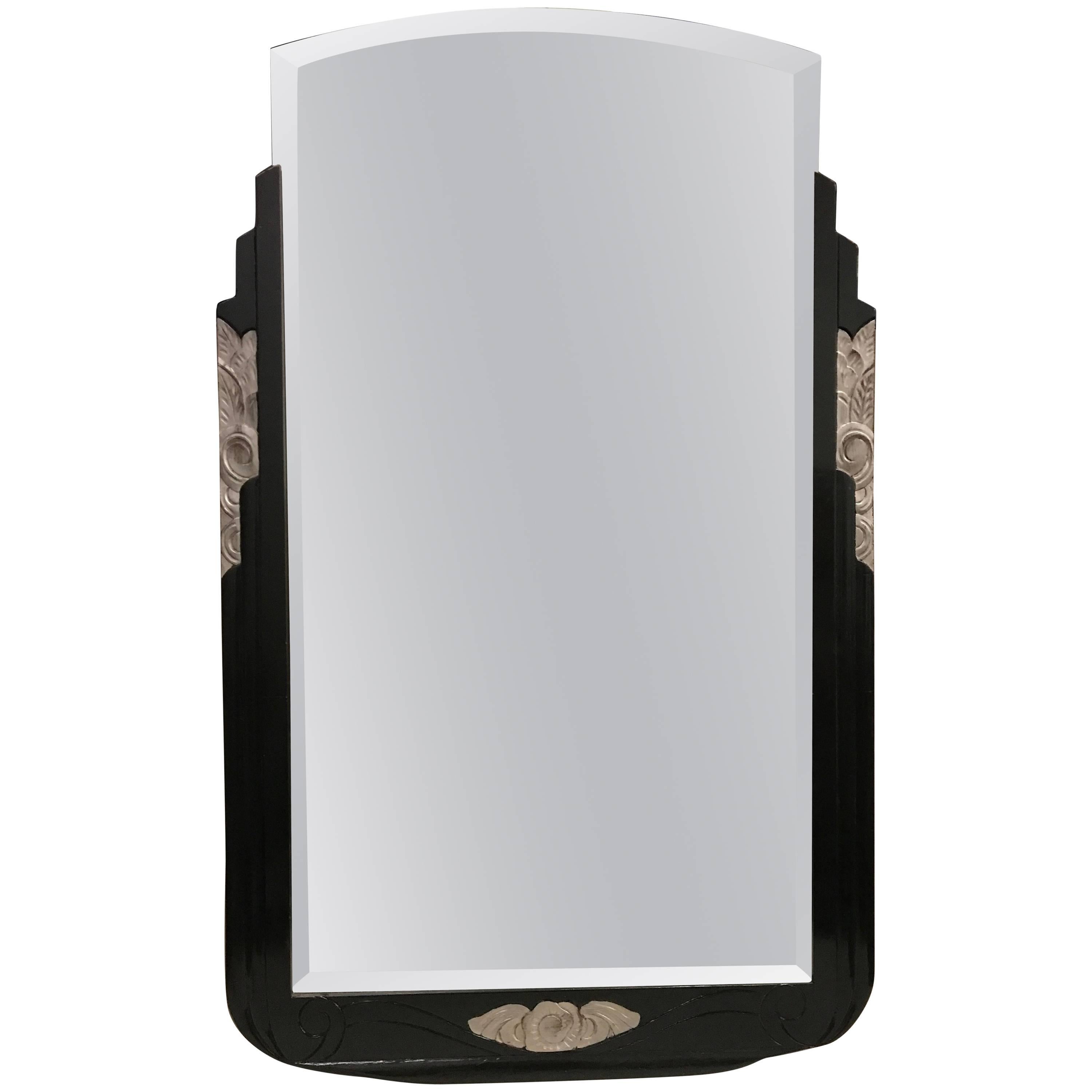 Art Deco Ebonized and Silver Leaf Mirror