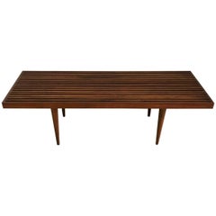 Midcentury Walnut Mel Smilow Slat Bench or Coffee Table