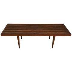 Midcentury Walnut Mel Smilow Slat Bench or Coffee Table