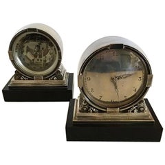 Georg Jensen "Acorn" Sterling Silver Clock and Barometer No. 596