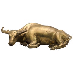 Japan Fine Antique Bison Bull in Gilt Bronze -Old New Hampshire Collection