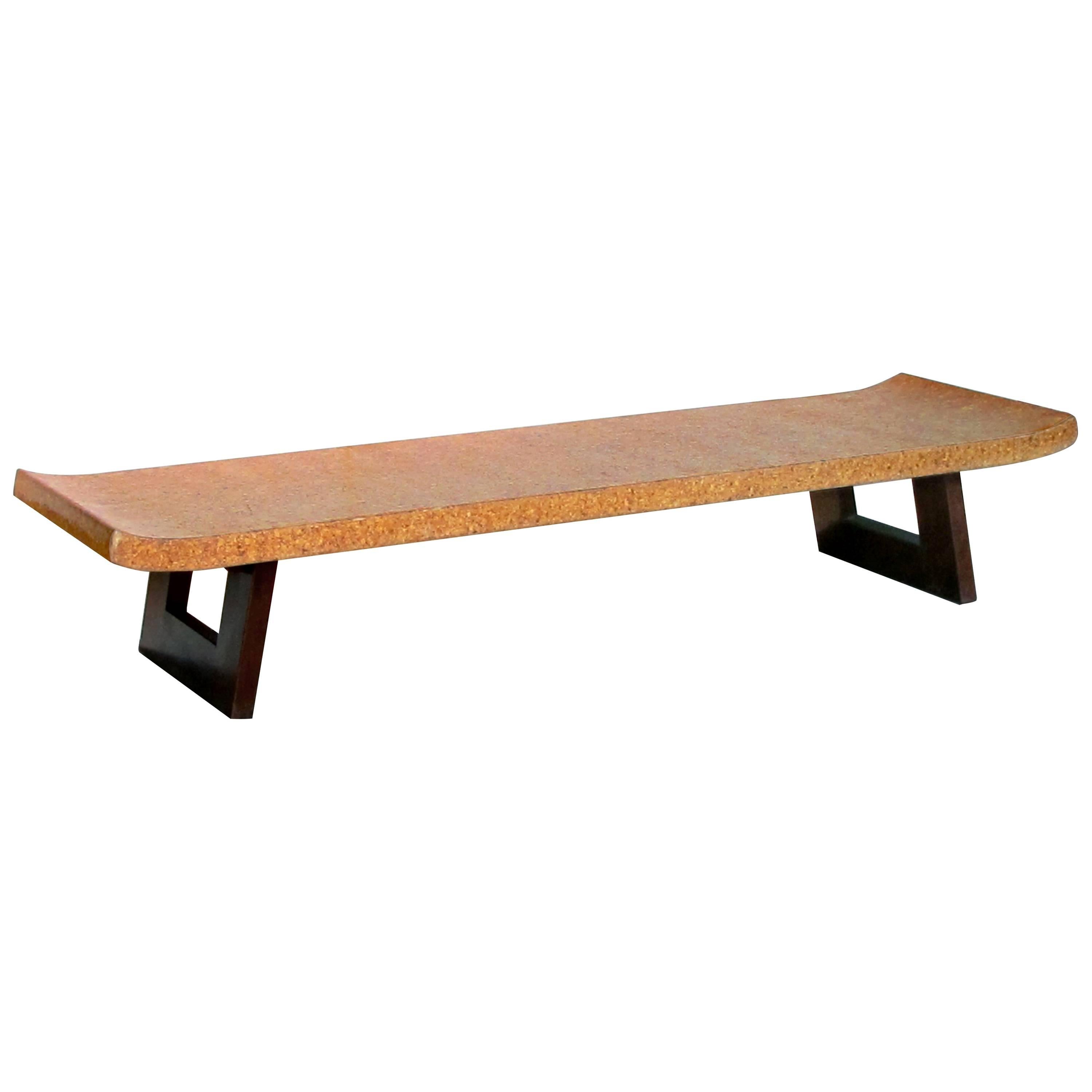 Panchina o tavolino in sughero di ispirazione asiatica Paul Frankl per Johnson Furniture in vendita