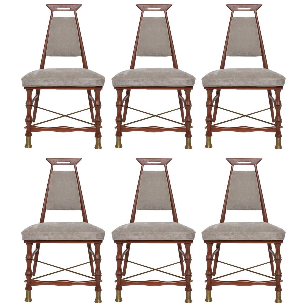 Set of Six Dining Chairs after Frank Kyle, Mexican Mid-Century Modern