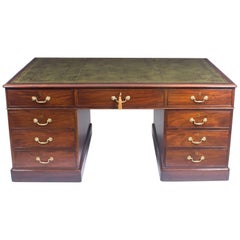 Antique 19th Century Georgian Mahogany Partners Pedestal Desk