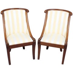 Pair of Early 19th Century French Mahogany Small Bergère