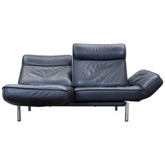 De Sede DS 450 Designer Leather Sofa Black Relax Function Two-Seat Modern