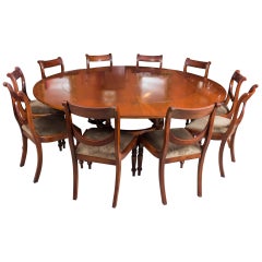 Vintage Mahogany Jupe Dining Table, Leaf Cabinet and Ten Chairs