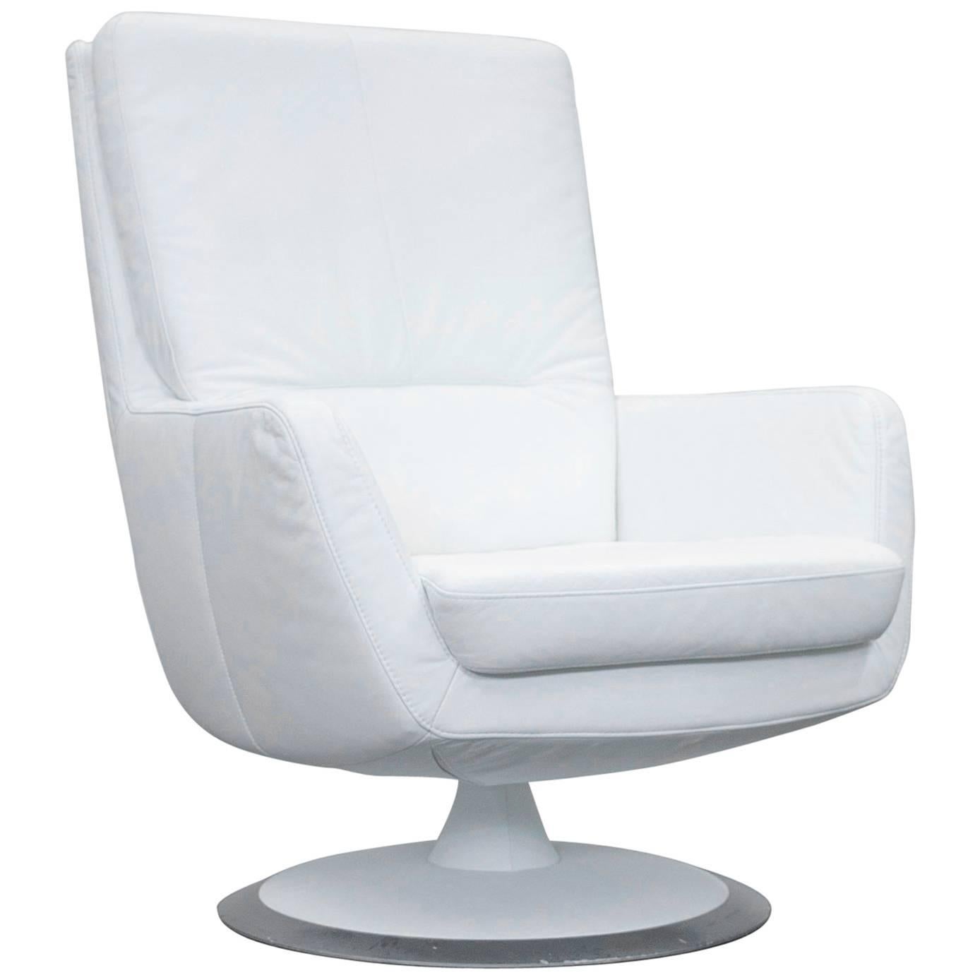 Musterring Designer Armchair Leather White One Seat Couch Modern For Sale