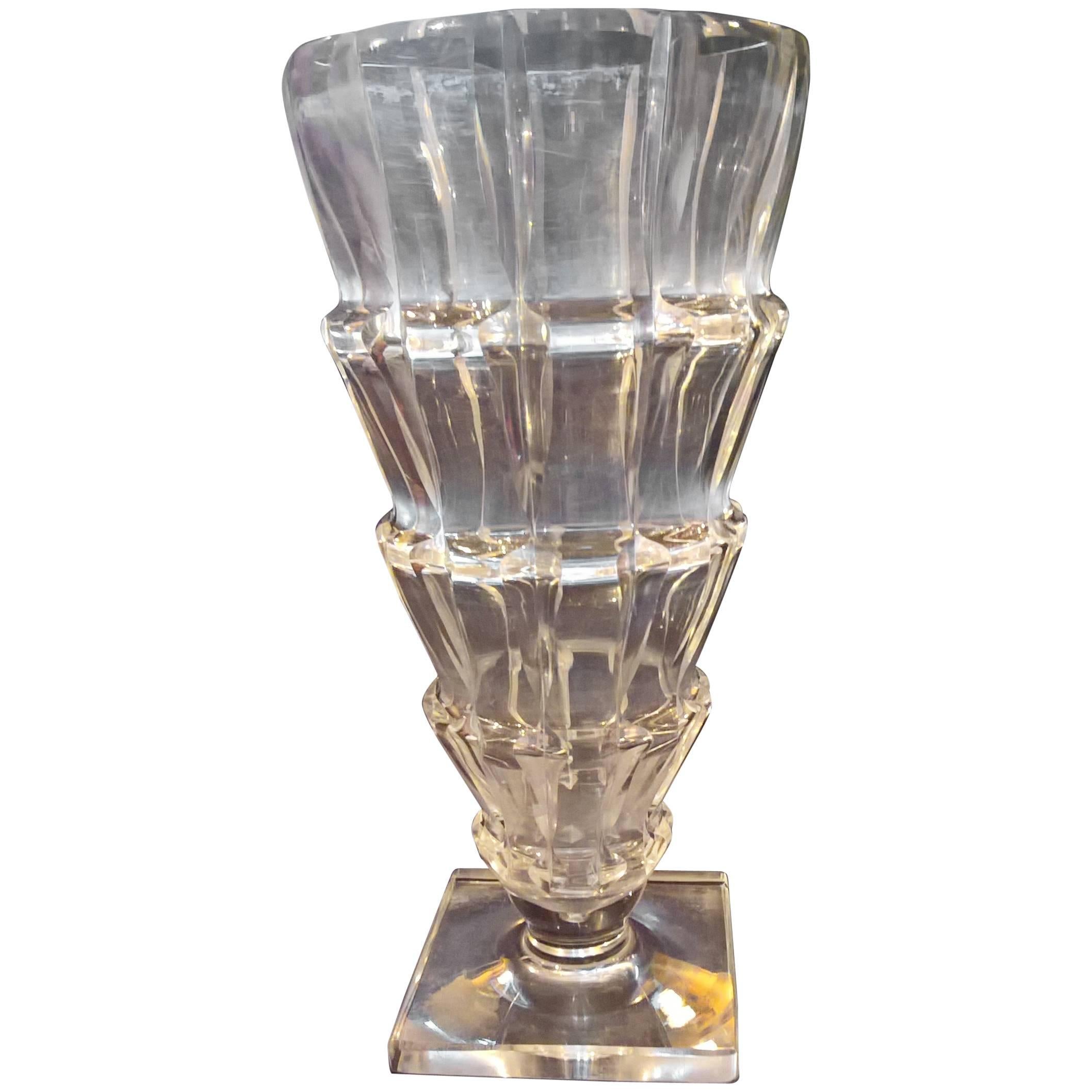 Art Deco French St. Louis Crystal Vase by Sala Jean