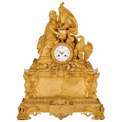 French Antique Ormolu Mantel Clock by Leroy Commemorating Napoleon Bonaparte