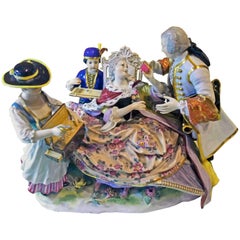 Antique Meissen Gallant Figurines the Sale of Heart Box Model 100, Kaendler, circa 1860